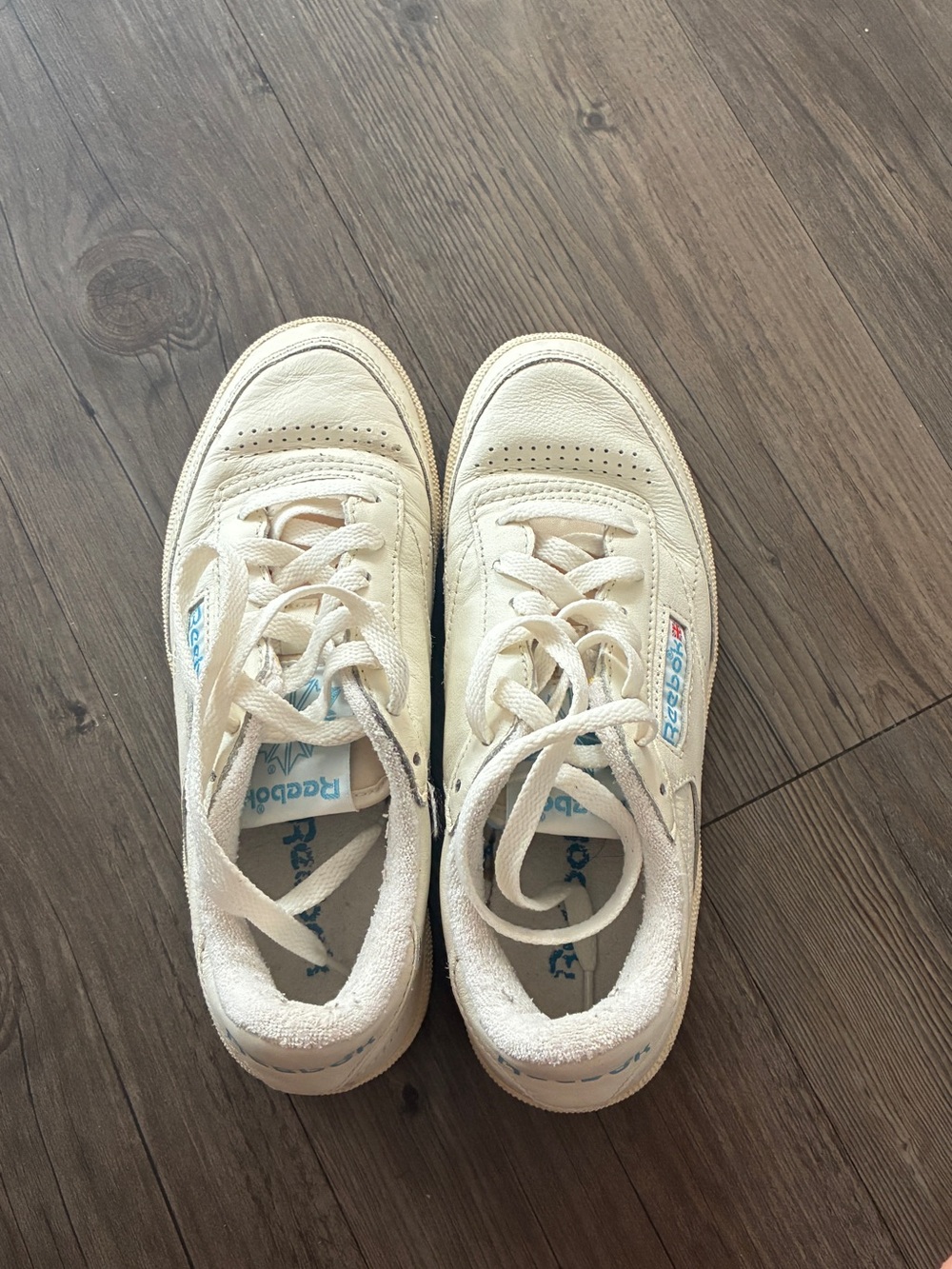 Reebok Club C 85 Vintage White and Light Blue Low-Top Sneakers